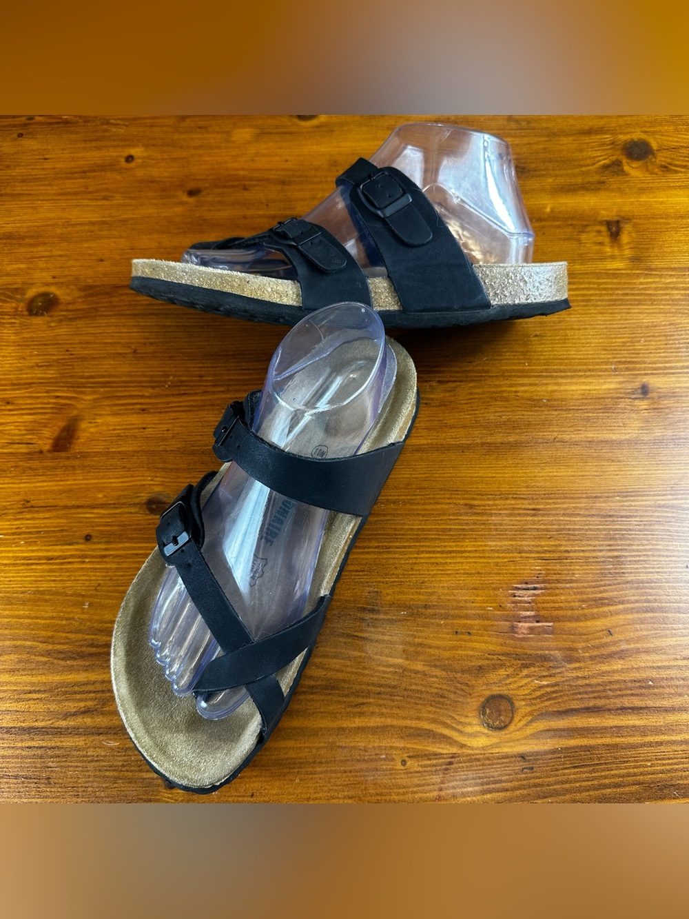 Cushionaire Pluto Cork Footbed Sandals Black Women's Size 10